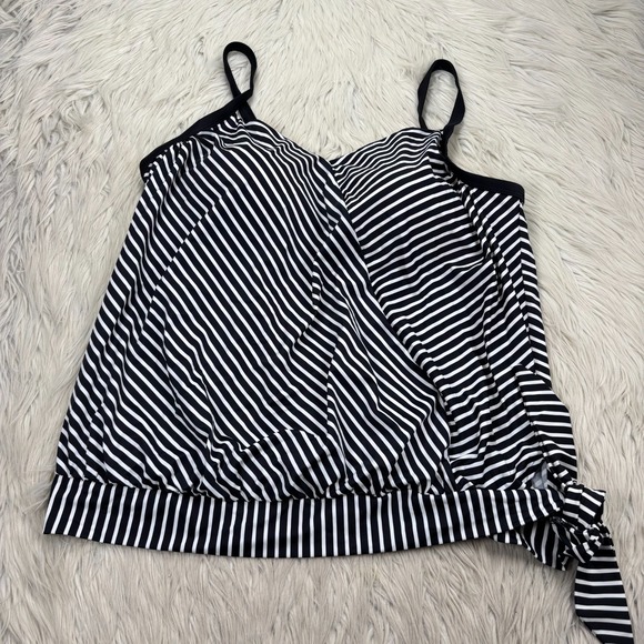 Swimsuits for All Women's 20 Tankini Swimsuit Skirted Bottom Modest Stripe Black - Picture 4 of 8